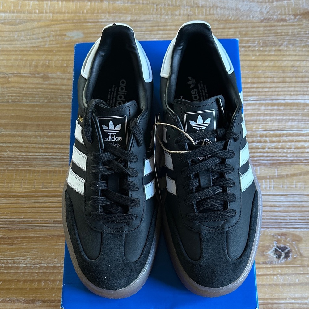 Adidas Sambae Women's Size 7 Black Sneakers with White Stripes